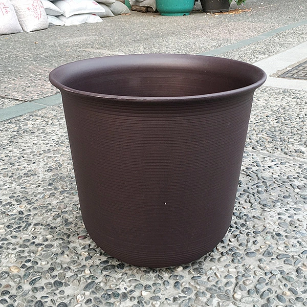 橫紋素陶盆 1尺